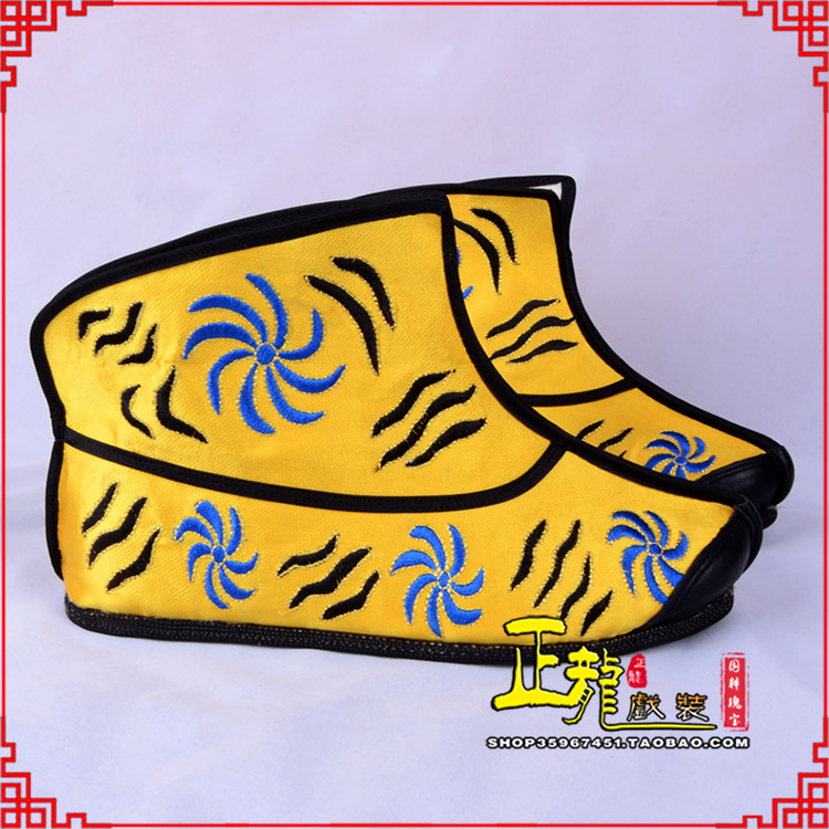 雨山.美猴王靴子虎纹靴金黄快靴 猴鞋