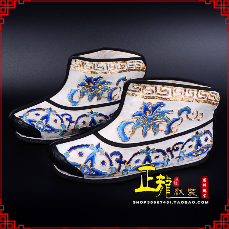 雨山三岔口武生薄底 手绣绣花快靴